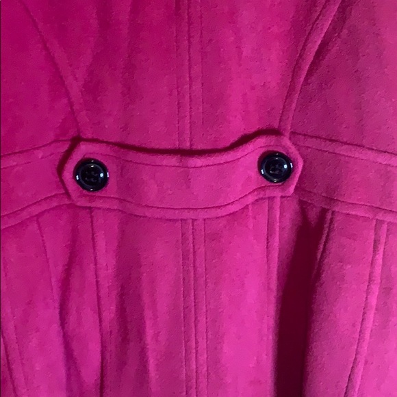 Berry color Pea coat with black buttons - Picture 5 of 7